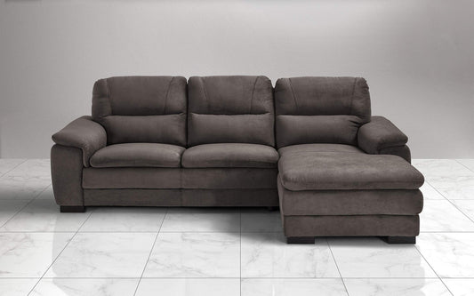 Dafne Italian Design Divano angolare 3 posti con penisola a Destra. Tessuto Gordon Grizzly (cm. 275 x 158 x 94h)