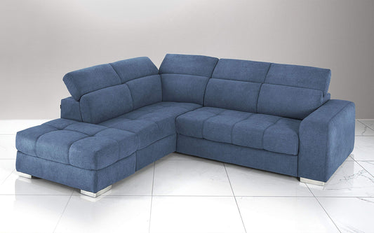 Dafne Italian Design Divano Letto angolare 3 posti con penisola a Sinistra. Tessuto Romeo Denim (cm. 266 x 230 x 94h)