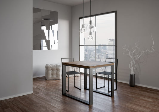 Dafne Italian Design Tavolo Tecno Libra Noce 90x90 allungato 90x180 telaio Antracite
