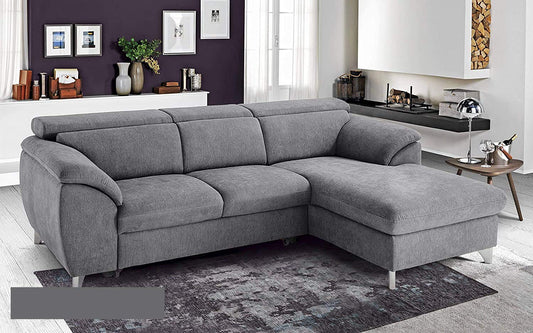 Dafnedesign.Com - Divano Letto angolare 3 posti Letto con penisola a Destra - Colore: Grigio Chiaro - Materiale: Tessuto - cm. 269 x 175 x 94h - (Std)