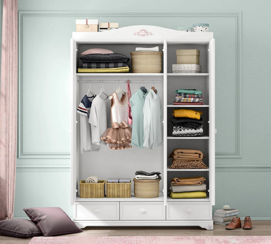 Dafne Italian Design Armadio Rustico Bianco 3 Ante