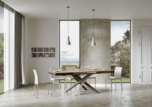 Dafne Italian Design Tavolo Volantis Evolution piano Quercia Natura 90x120 allungato 224 telaio multicolor