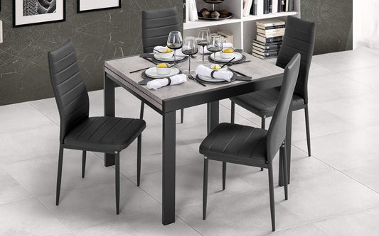 Dafne Italian Design Tavolo allungabile Effetto Piombo, Cemento (cm. 90 x 90 x 76h)