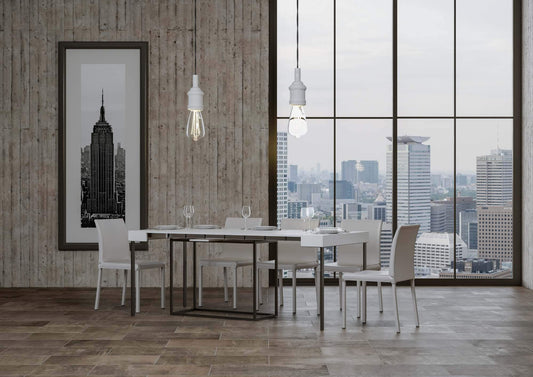 Dafne Italian Design Consolle allungabile Nordica Small Bianco Frassino Telaio Antracite