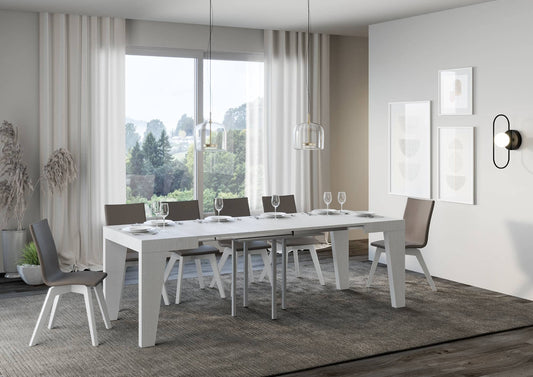 Dafne Italian Design Tavolo Naxy Allungabile Bianco Frassino 90x90 allungato 246