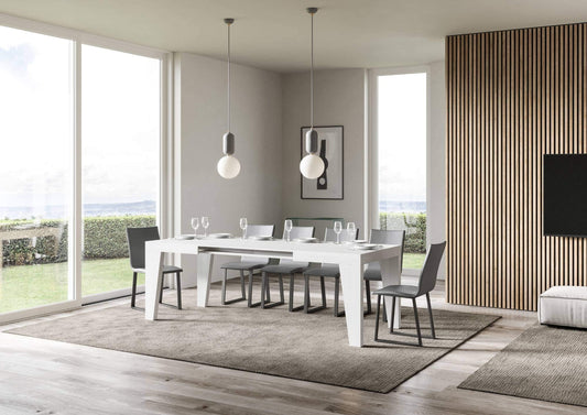 Dafne Italian Design Tavolo Naxy Allungabile Bianco Frassino 90x130 allungato 234 telaio Antracite