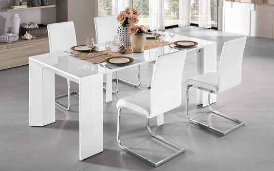Dafne Italian Design Tavolo allungabile Bianco Lucido (cm. 100 x 50 x 75h)