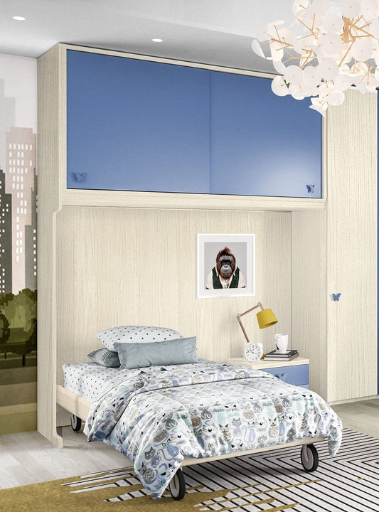 TUTTOCAMERETTE.IT Cameretta a ponte con anta a sinistra (cm. 253 x 58 x 259) bianco, avio