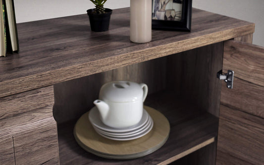 Madia - ripiani interni, decoro frontale - cm. 202 x 45 x 86h