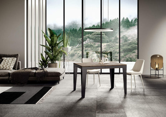 Dafne Italian Design Tavolo Flame Evolution piano Noce 90x120 telaio allungato 380 Antracite