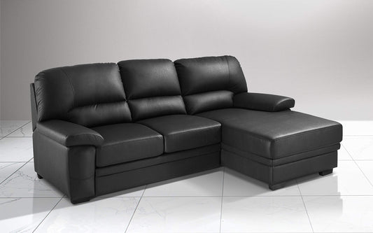 Dafnedesign.Com - Divano Letto 3 posti con penisola a Destra - Colore: Nero - cm. 252 x 160 x 92h