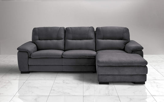 Dafne Italian Design Divano angolare 3 posti con penisola a Destra. Tessuto Gordon Grigio (cm. 275 x 158 x 94h)