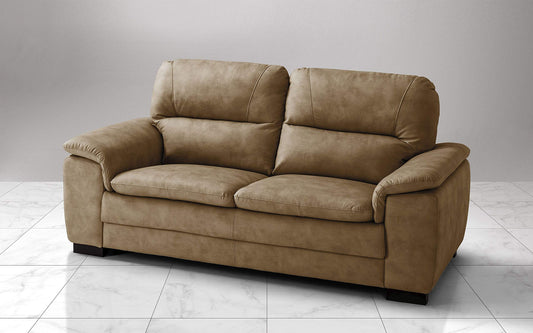 Dafne Italian Design Divano a 3 posti. Similpelle Effetto Nabuk Dark Camel (cm. 198 x 95 x 94h)