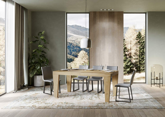 Dafne Italian Design Tavolo Spimbo Allungabile Quercia Natura 90x180 allungato 284 telaio Antracite
