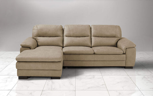 Dafne Italian Design Divano angolare 3 posti con penisola a Sinistra. Tessuto Manila Sabbia (cm. 275 x 158 x 94h)