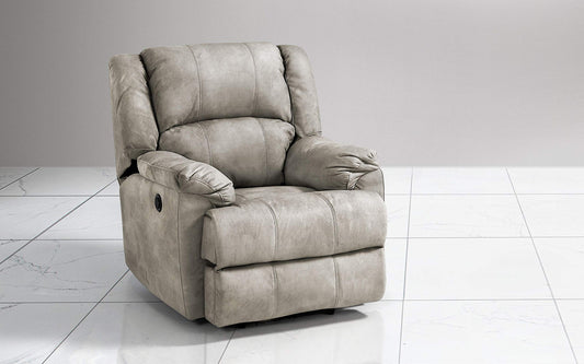 Dafne Italian Design Poltrona con Recliner Manuale. Similpelle Effetto Nabuk Light Grey (cm. 94 x 98 x 99h)