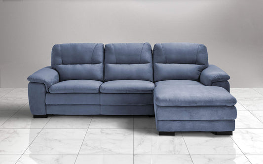 Dafne Italian Design Divano angolare 3 posti con penisola a Destra. Tessuto Gordon Denim (cm. 275 x 158 x 94h)