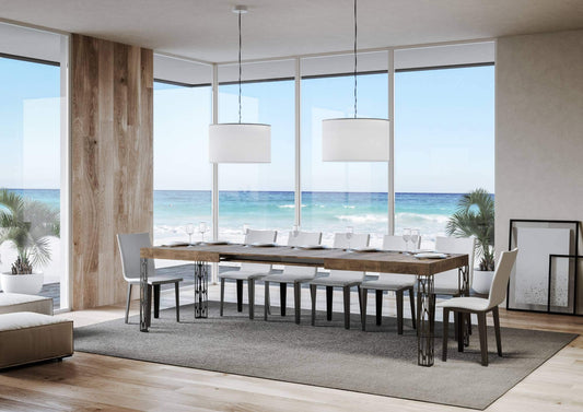 Dafne Italian Design Tavolo Ghibli Allungabile piano Noce 90x160 allungato 264 telaio Antracite