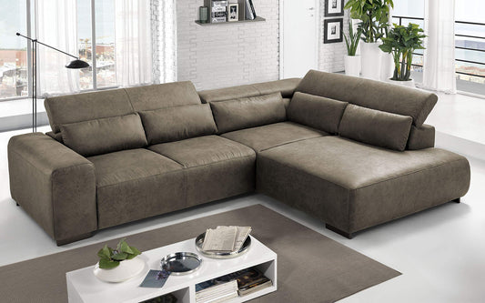 Dafne Italian Design Divano angolare 3 posti con penisola a Destra. Tessuto Fuego Savannah (cm. 309 x 225 x 70h)