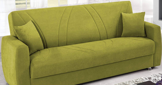 Dafnedesign.com - Divano letto 3 posti - verde - - Funzione: Letto una piazza e mezzo con contenitore - cm. 225 x 87 x 92h (STD)