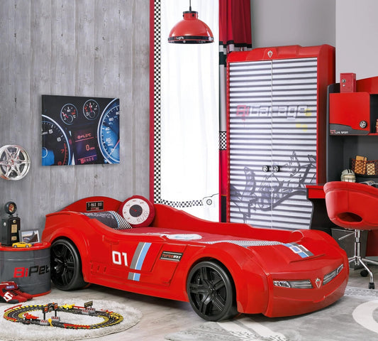 Dafne Italian Design Turbo Max Auto Letto Macchina per Bambini (Rosso) (90x195 Cm)