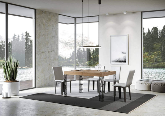 Dafne Italian Design Tavolo Ghibli Allungabile piano Quercia Natura 90x130 allungato 234 telaio Antracite