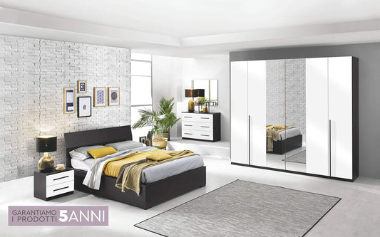Dafne Italian Design Camera Completa - Ghisa, Effetto Bianco Luna (cm. 274 x 60 x 250 cm)