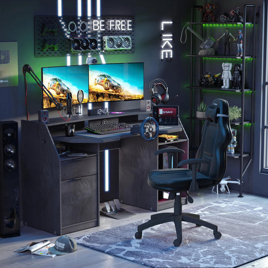 Dafne Italian Design Scrivania Gaming & Sedia Bianco