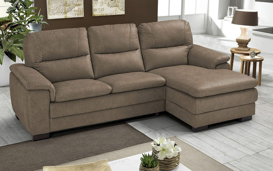 Dafne Italian Design Divano angolare 3 posti con penisola a Destra. Tessuto Manila Elephant (cm. 275 x 158 x 94h)
