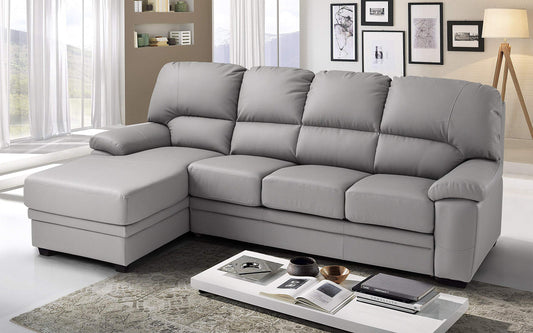 Dafne Italian Design Divano Letto angolare 3 posti con penisola a Sinistra. Similpelle Ash (cm. 269 x 162 x 92h)