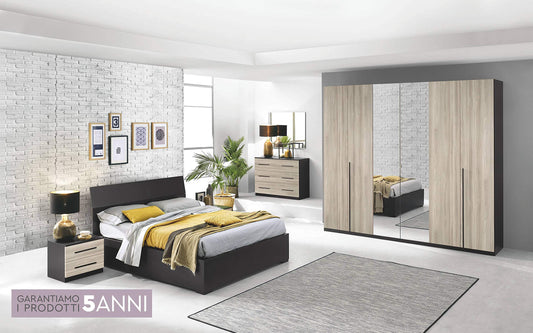 Dafne Italian Design Camera Completa - Ghisa, Effetto Olmo Perla (cm. 274 x 60 x 250 cm)