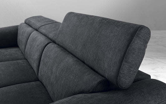 Dafnedesign.com - Divano letto angolare 3 posti letto con penisola a sinistra - colore: grigio antracite - materiale: tessuto - cm. 269 x 175 x 94h