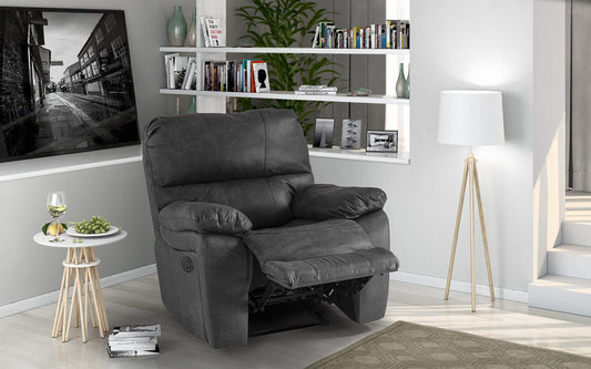 Dafne Italian Design Poltrona con Recliner Manuale. Similpelle Grigio (cm. 109 x 105 x 105h)