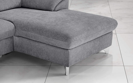 Dafnedesign.Com - Divano Letto angolare 3 posti Letto con penisola a Destra - Colore: Grigio Chiaro - Materiale: Tessuto - cm. 269 x 175 x 94h - (Std)
