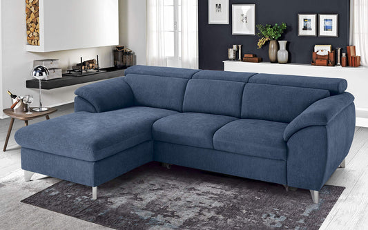 Dafne Italian Design Divano Letto angolare 3 posti con penisola a Sinistra. Tessuto Romeo Denim (cm. 269 x 175 x 94h)