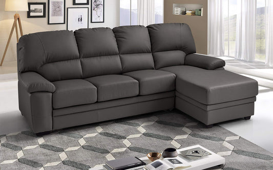 Dafne Italian Design Divano Letto angolare 3 posti con penisola a Destra. Similpelle Mouse (cm. 269 x 162 x 92h)