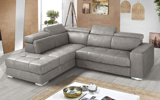 Dafne Italian Design Divano Letto angolare 3 posti con penisola a Sinistra. Tessuto Tay Tay Light Grey (cm. 266 x 230 x 94h)