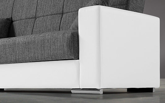 Dafnedesign.com - Divano letto 3 posti - Colore: bianco e grigio - ed ecopelle - cm. 230 x 93 x 97h
