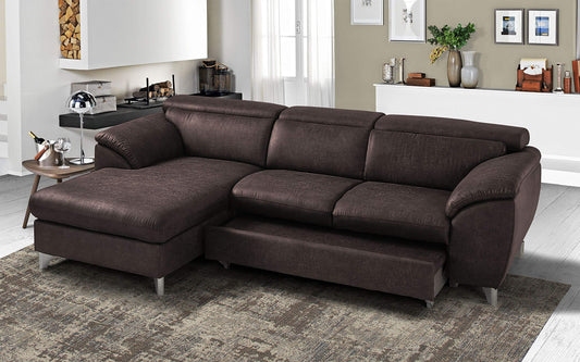 Dafne Italian Design Divano Letto angolare 3 posti con penisola a Sinistra. Tessuto Tay Tay Ebony (cm. 269 x 175 x 94h)
