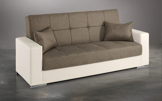 Dafnedesign.com - Divano letto 3 posti - Colore: bianco e caff� - ed ecopelle - cm. 230 x 93 x 97h (STD)