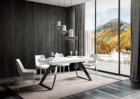 Dafne Italian Design Tavolo Proxy allungabile piano Bianco Frassino 90x160 allungato 264 telaio Antracite