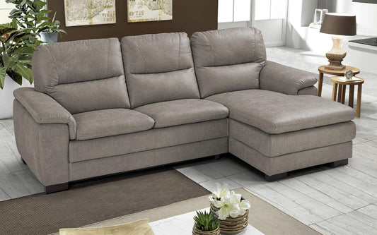 Dafne Italian Design Divano angolare 3 posti con penisola a Destra. Tessuto Manila Light Grey (cm. 275 x 158 x 94h)