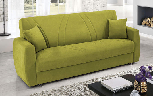 Dafne Italian Design Divano Letto 3 posti. Tessuto Verde (cm. 225 x 87 x 92h)