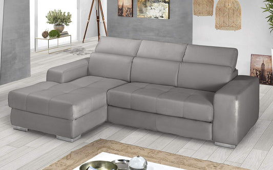 Dafne Italian Design Divano Letto angolare 3 posti con penisola a Sinistra. Similpelle Grigio Ash (cm. 259 x 178 x 94h)