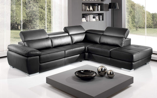 Dafne Italian Design Divano Letto angolare 3 posti con penisola a Destra. Similpelle Nero (cm. 285 x 245 x 97h)