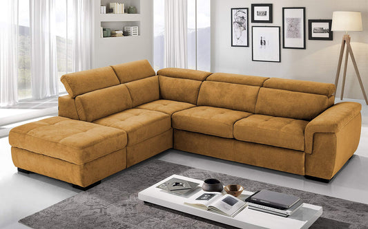 Dafne Italian Design Divano Letto angolare 3 posti con penisola a Sinistra. Tessuto Romeo ruggine (cm. 282 x 242 x 96h)