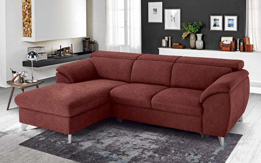 Dafne Italian Design Divano Letto angolare 3 posti con penisola a Sinistra. Tessuto Romeo Rosso (cm. 269 x 175 x 94h)