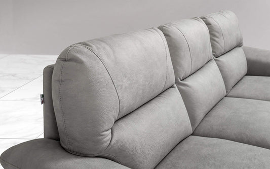 Dafne Italian Design Divano angolare 3 posti con penisola a Destra. Similpelle Effetto Nabuk Grigio Ash - (cm. 275 x 158 x 94h)