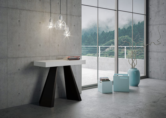 Dafne Italian Design Consolle Diamante Small Bianco Frassino Telaio Antracite