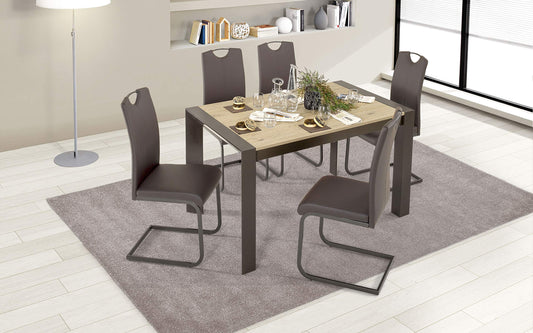 Dafne Italian Design Tavolo allungabile ghisa, Effetto Quercia Naturale (cm. 140 x 90 x 75h)